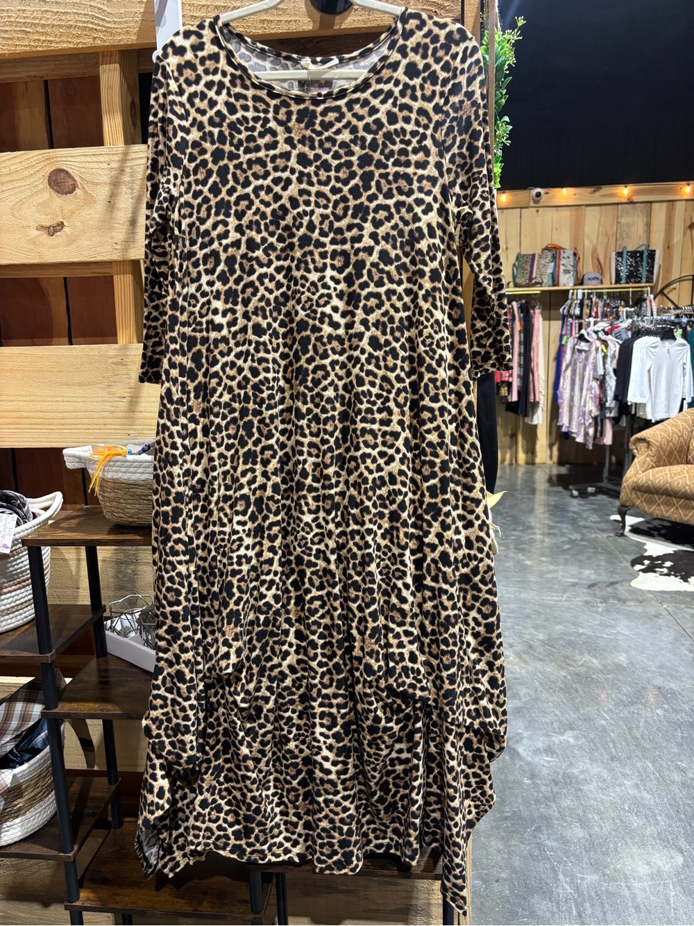 Celeste Leopard Print Swing Dress in Brown and Black
